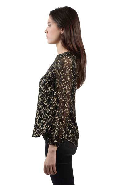Picture of LONG SLEEVE METALLIC JACQUARD BLOUSE