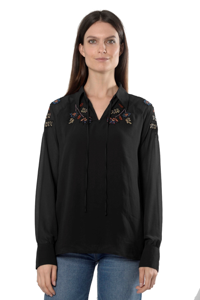 Picture of SHEER SLEEVE BLOUSE WITH EMBROIDERY