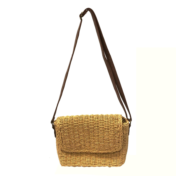 Picture of WHEAT STRAW BAG WITH FAUX LEATHER STRAP