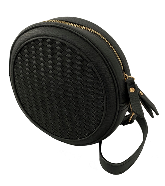 Picture of FAUX LEATHER BASKET WEAVE CIRCLE BAG