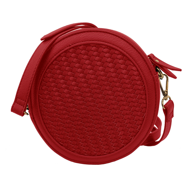 Picture of FAUX LEATHER BASKET WEAVE CIRCLE BAG