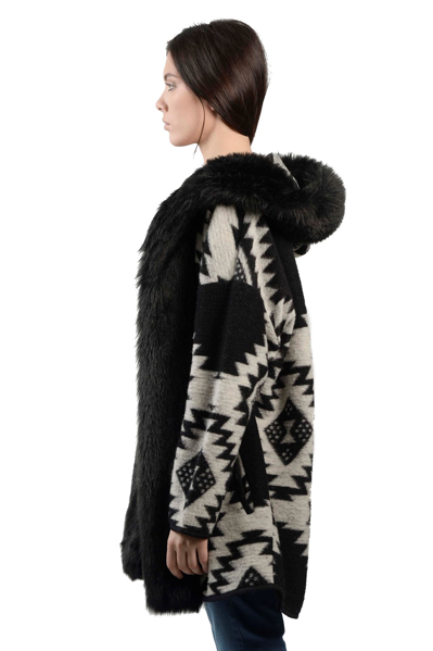 Picture of AZTEC HOODED COAT WITH FAUX FUR TRIM