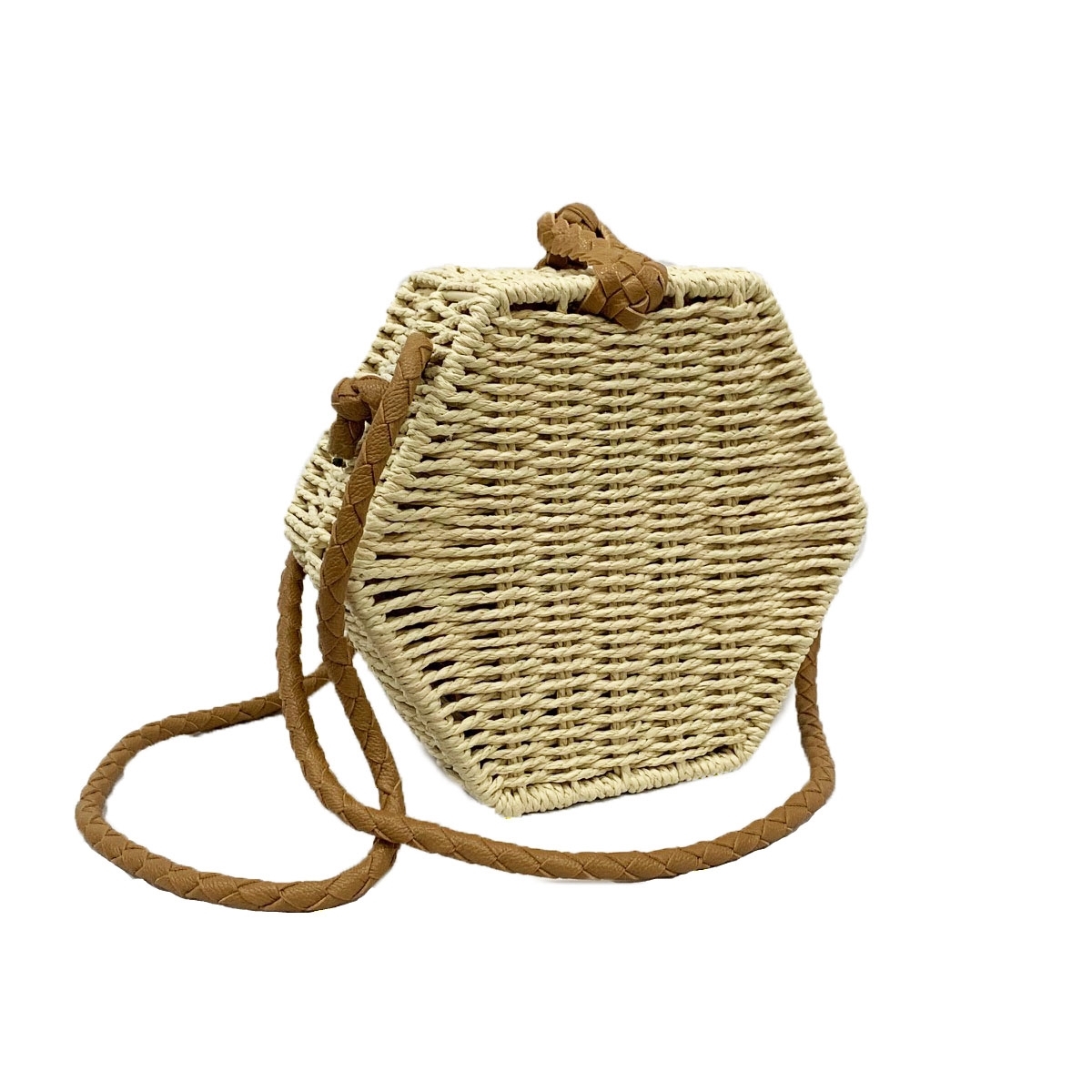Bessie Cai | Shop Online| natural straw hexagon crossbody bag
