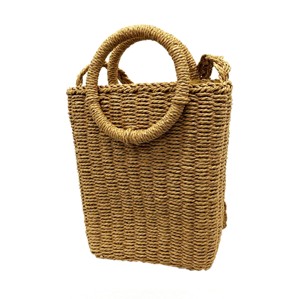Picture of CIRCLE HANDLE STRAW CROSSBODY BAG