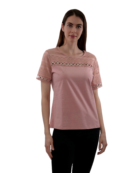 Picture of Grommet and Lace Trim Knit Top