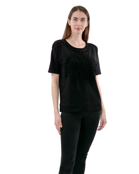 Picture of KNIT TOP WITH SELF SOUTACHE TRIM DETAIL