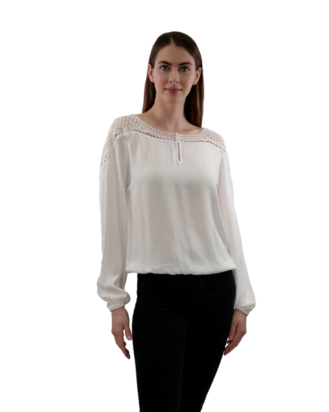 Picture of LACE TRIM DETAIL WOVEN TOP