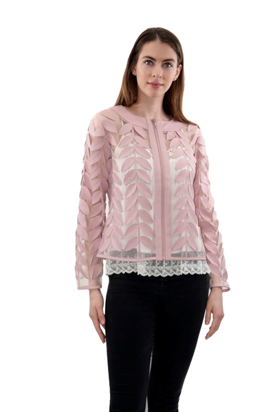 Picture of LEAF MOTIF FAUX LEATHER JACKET