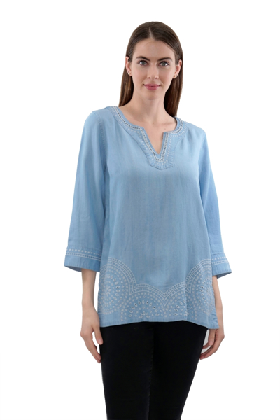 Picture of EMBROIDERED CHAMBRAY TUNIC